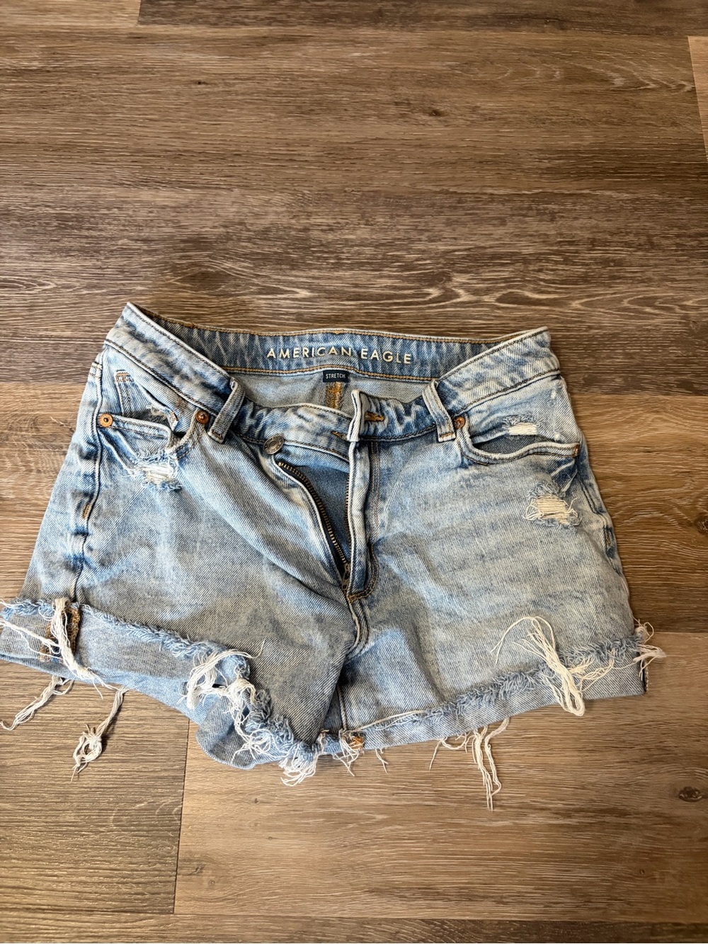 American Eagle Outfitters Light Blue Distressed Denim Cutoff Shorts